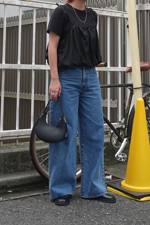 2wayチェックレイヤードデニム